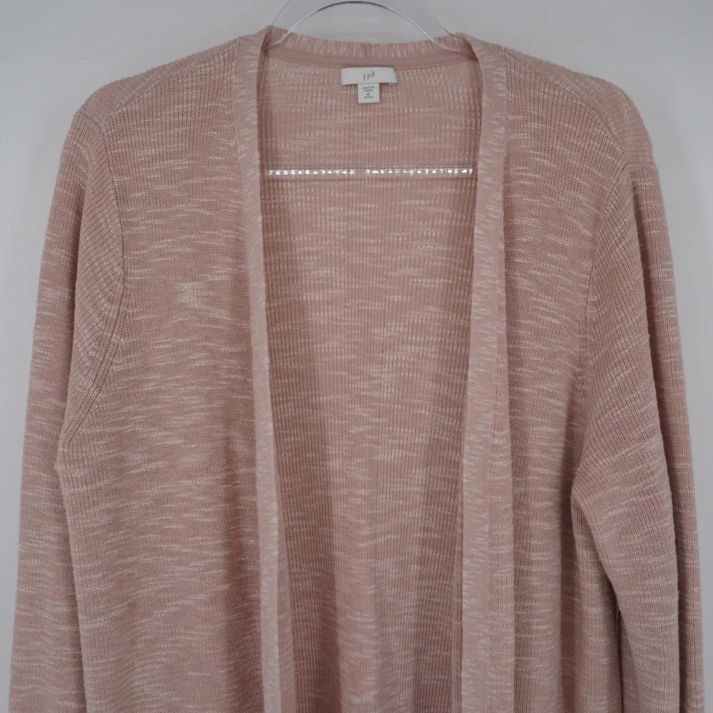 J. Jill Women Pink Space Dye Open Front Cardigan Cotton Linen Blend XL Petite